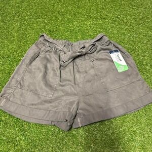 Grey high-waisted lucky brand shorts with tie waist #highwaistedshorts sz